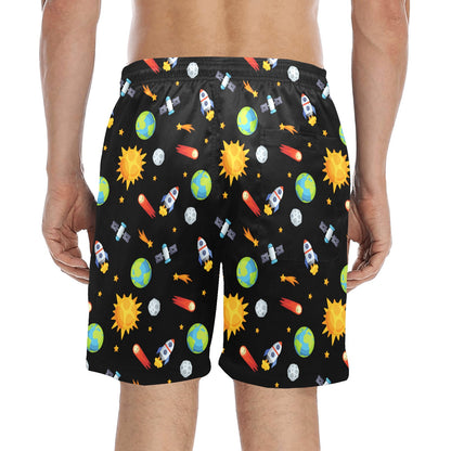 Busy Space - Men's Mid-Length Beach Shorts Men's Mid-Length Beach Shorts Space