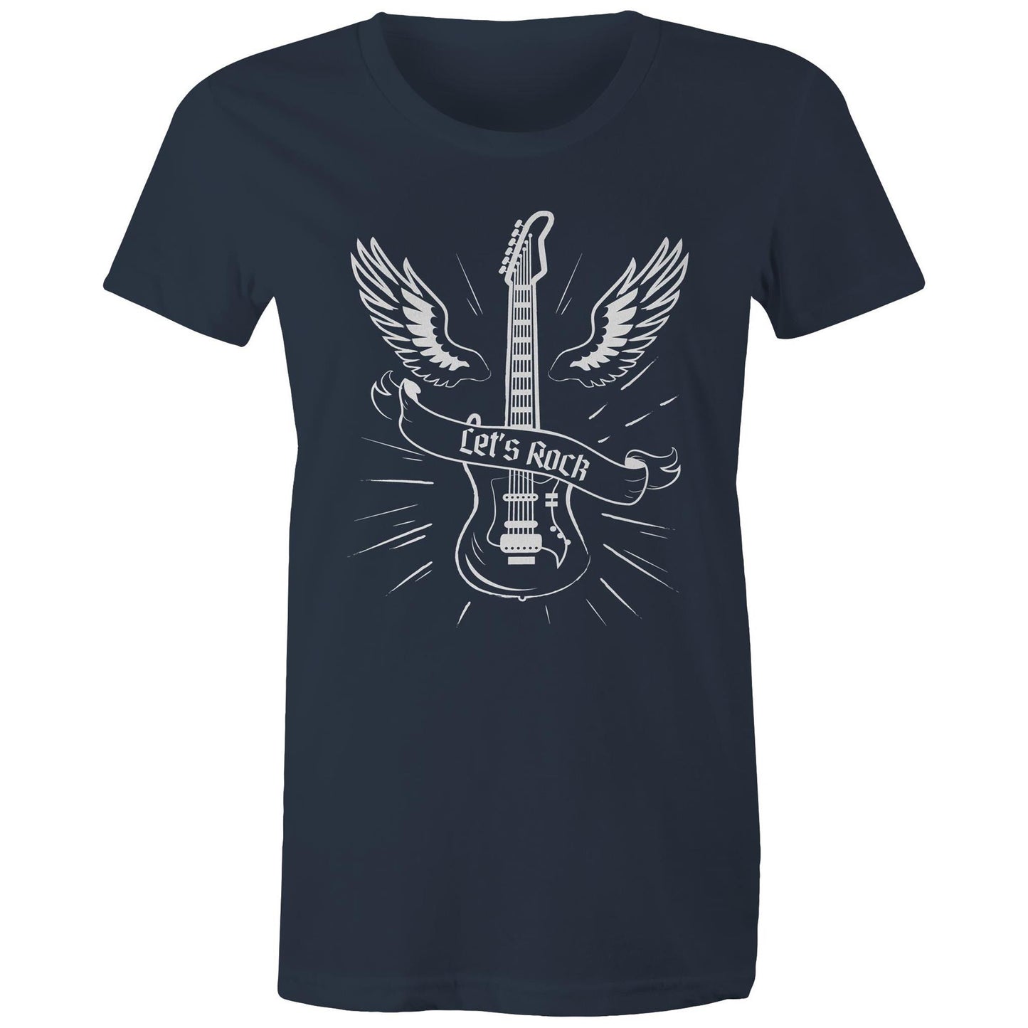 Let's Rock - Womens T-shirt Navy Womens T-shirt Music