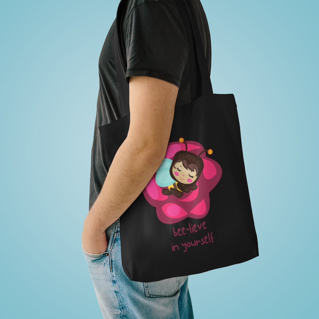 Bee-lieve In Yourself - Canvas Tote Bag Tote Bag animal kids