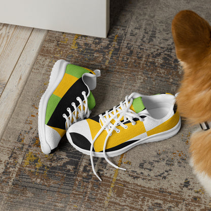 Yellow, Green And Black Geometric - Men’s athletic shoes Mens Athletic Shoes