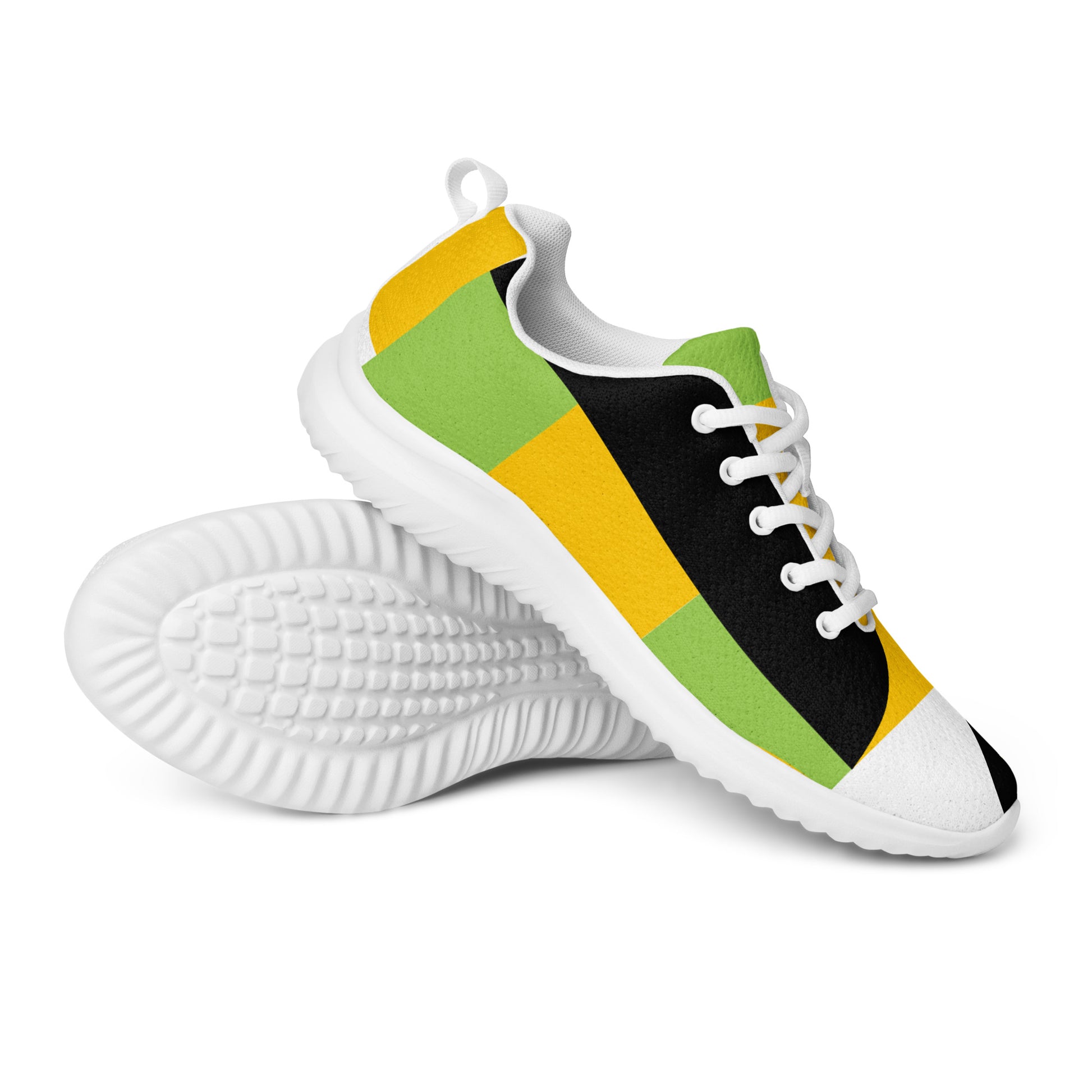 Yellow, Green And Black Geometric - Men’s athletic shoes Mens Athletic Shoes