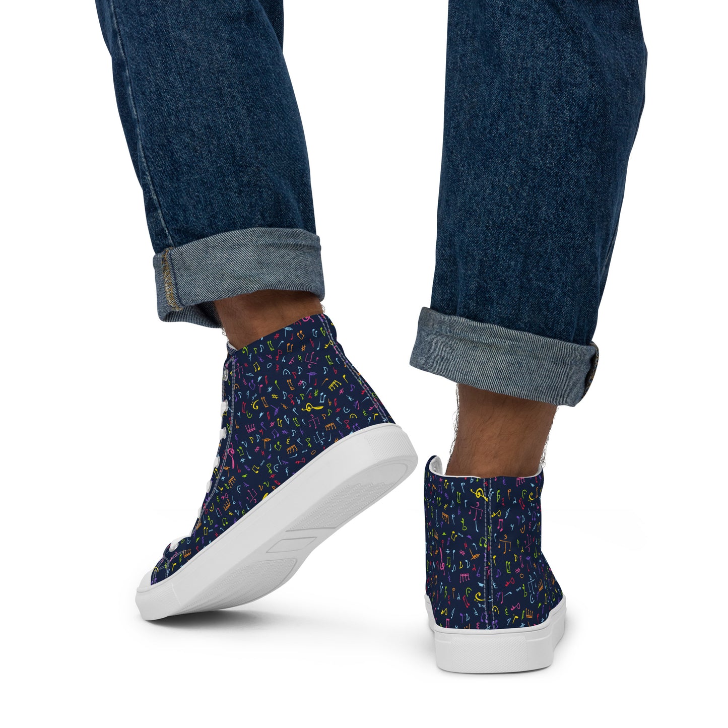 Music Notes - Men’s high top canvas shoes Mens High Top Shoes Outside Australia Printed Offshore