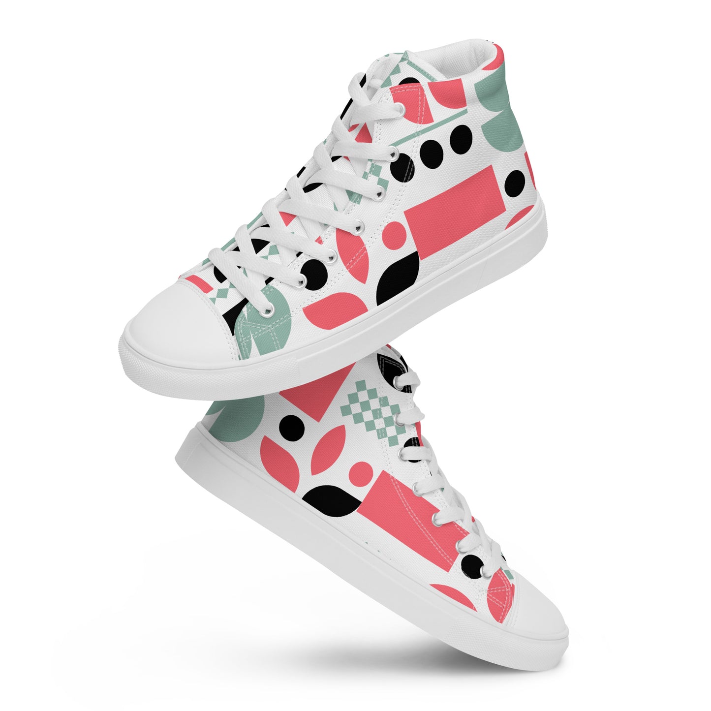 Pink Geometric - Men’s high top canvas shoes Mens High Top Shoes Outside Australia