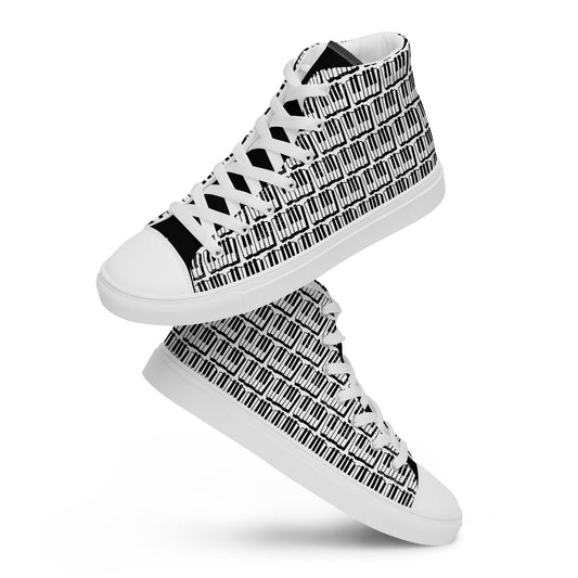 Piano Keyboard - Men’s high top canvas shoes Mens High Top Shoes Outside Australia Printed Offshore