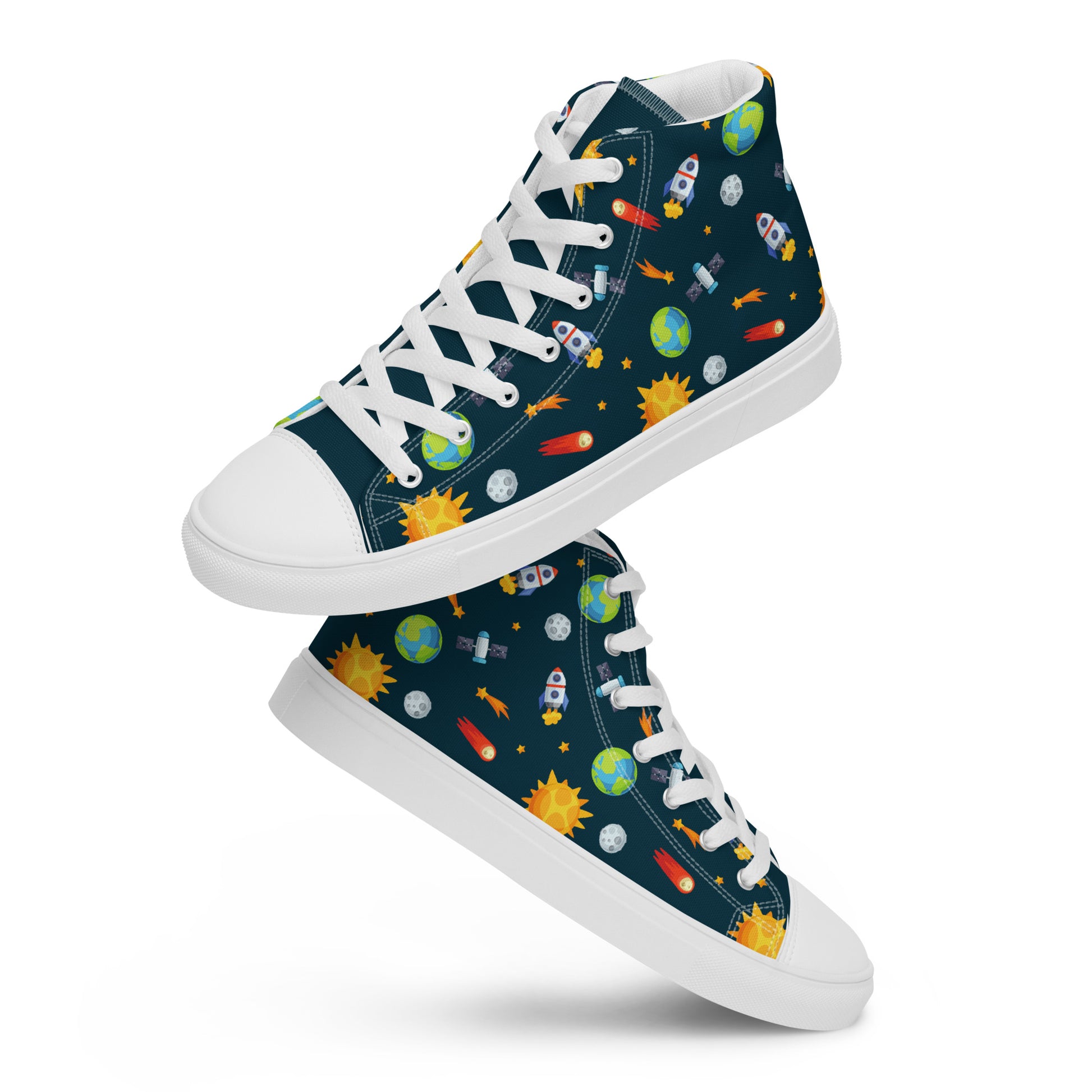 Busy Space - Men’s high top canvas shoes Mens High Top Shoes Outside Australia Printed Offshore