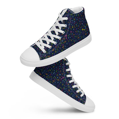 Music Notes - Men’s high top canvas shoes Mens High Top Shoes Outside Australia Printed Offshore