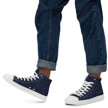 Music Notes - Men’s high top canvas shoes 13 Mens High Top Shoes Outside Australia Printed Offshore