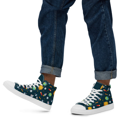 Busy Space - Men’s high top canvas shoes 13 Mens High Top Shoes Outside Australia Printed Offshore