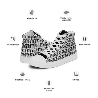 Piano Keyboard - Men’s high top canvas shoes Mens High Top Shoes Outside Australia Printed Offshore