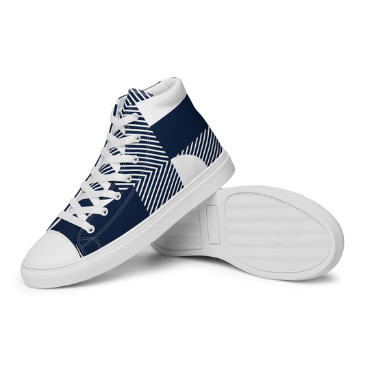 Blue Geometric - Men’s high top canvas shoes Mens High Top Shoes Outside Australia Printed Offshore