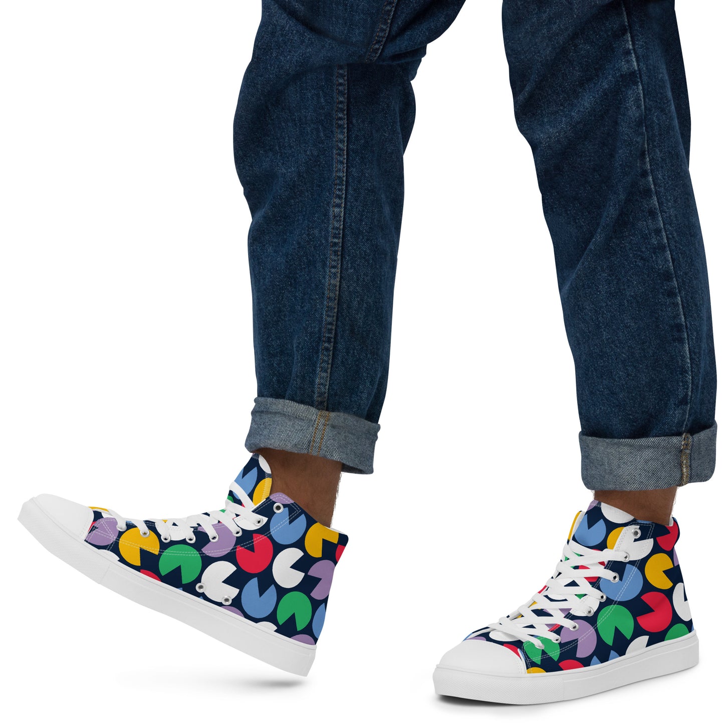 Hungry Circles - Men’s high top canvas shoes Mens High Top Shoes Outside Australia Printed Offshore