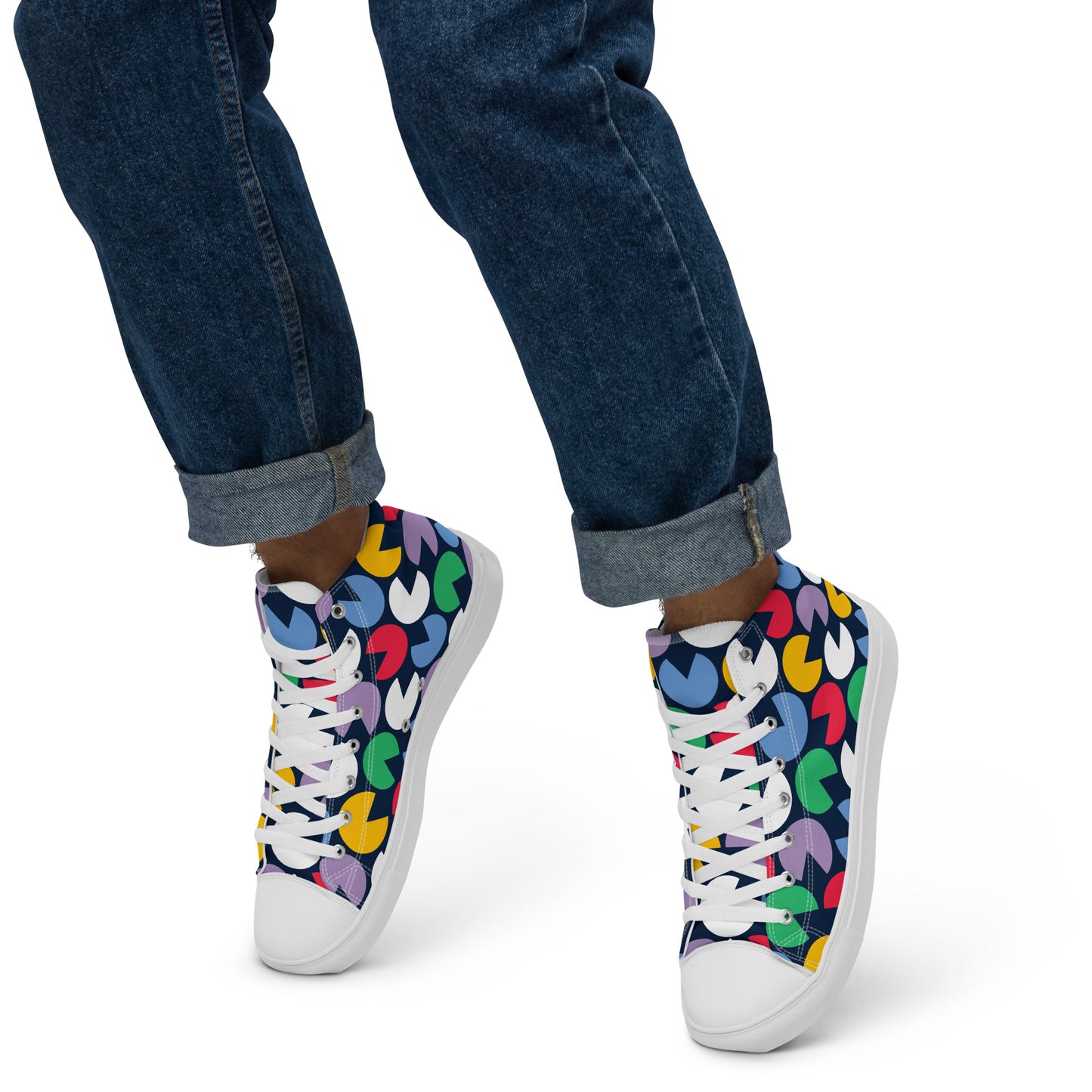 Hungry Circles - Men’s high top canvas shoes Mens High Top Shoes Outside Australia Printed Offshore