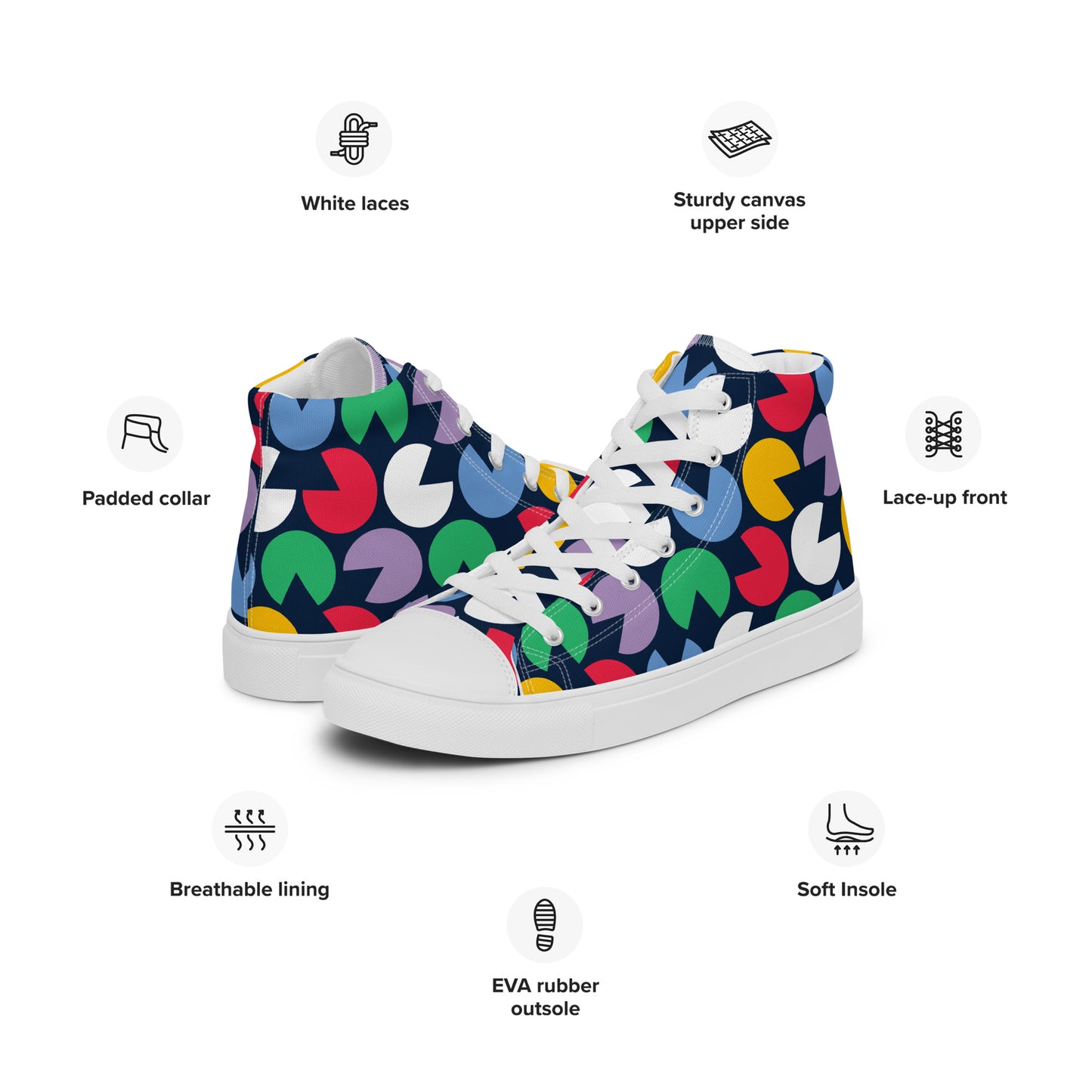 Hungry Circles - Men’s high top canvas shoes Mens High Top Shoes Outside Australia Printed Offshore