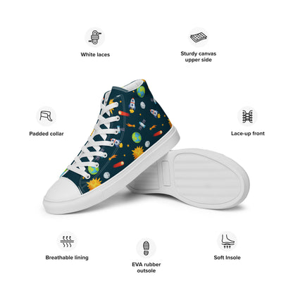 Busy Space - Men’s high top canvas shoes Mens High Top Shoes Outside Australia Printed Offshore