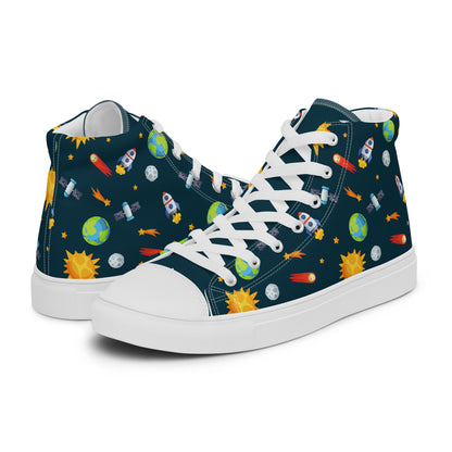 Busy Space - Men’s high top canvas shoes Mens High Top Shoes Outside Australia Printed Offshore