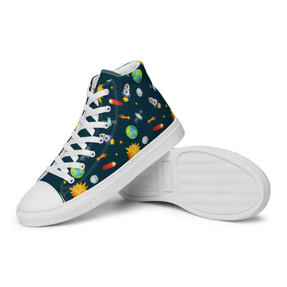 Busy Space - Men’s high top canvas shoes Mens High Top Shoes Outside Australia Printed Offshore