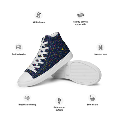 Music Notes - Men’s high top canvas shoes Mens High Top Shoes Outside Australia Printed Offshore