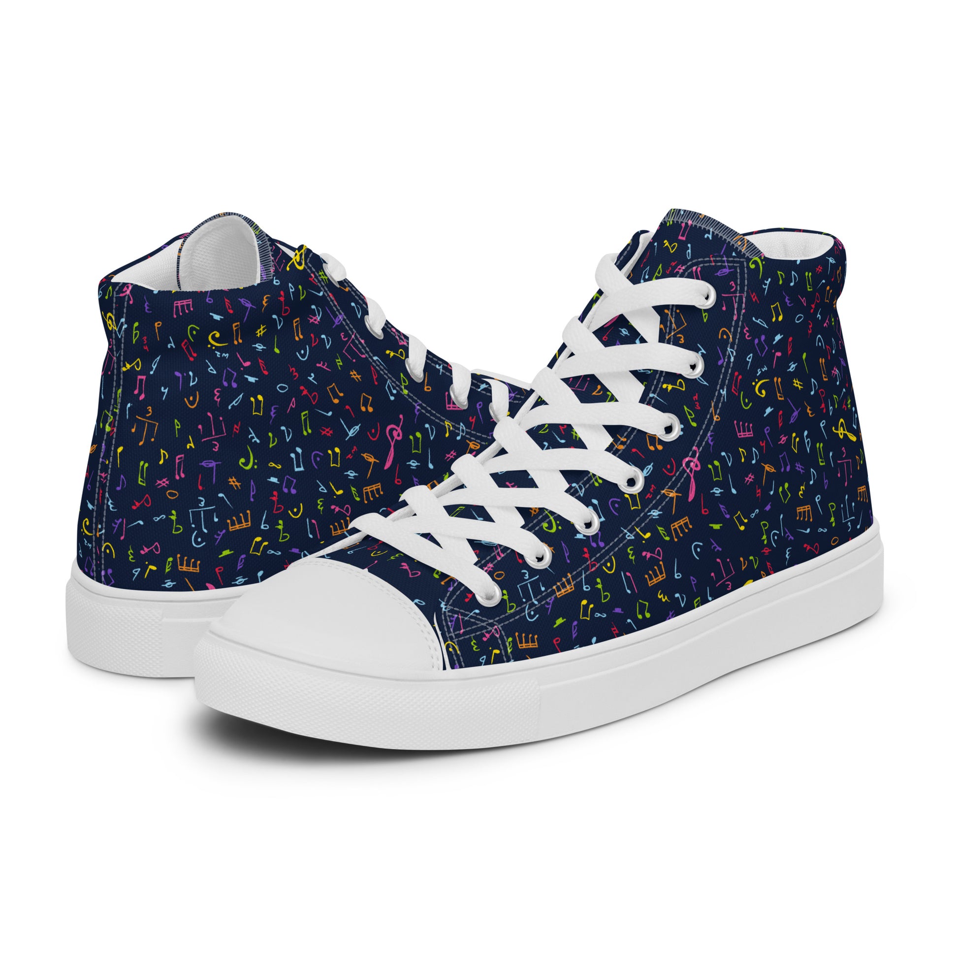 Music Notes - Men’s high top canvas shoes Mens High Top Shoes Outside Australia