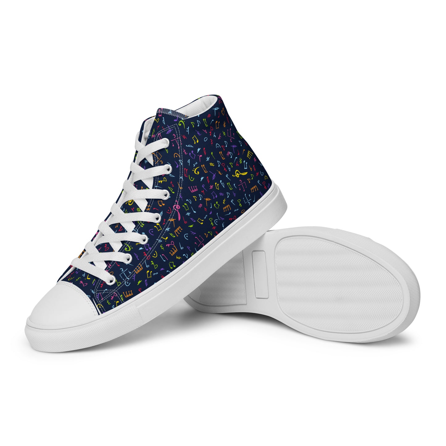 Music Notes - Men’s high top canvas shoes Mens High Top Shoes Outside Australia Printed Offshore