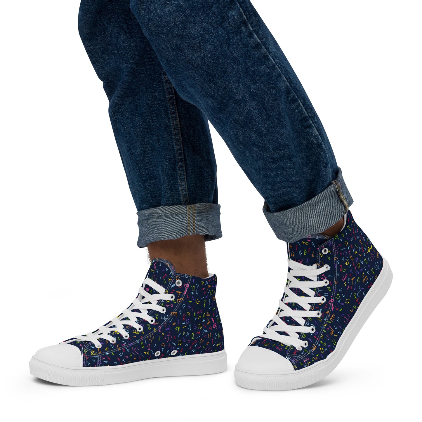 Music Notes - Men’s high top canvas shoes Mens High Top Shoes Outside Australia Printed Offshore