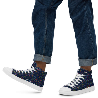 Music Notes - Men’s high top canvas shoes Mens High Top Shoes Outside Australia