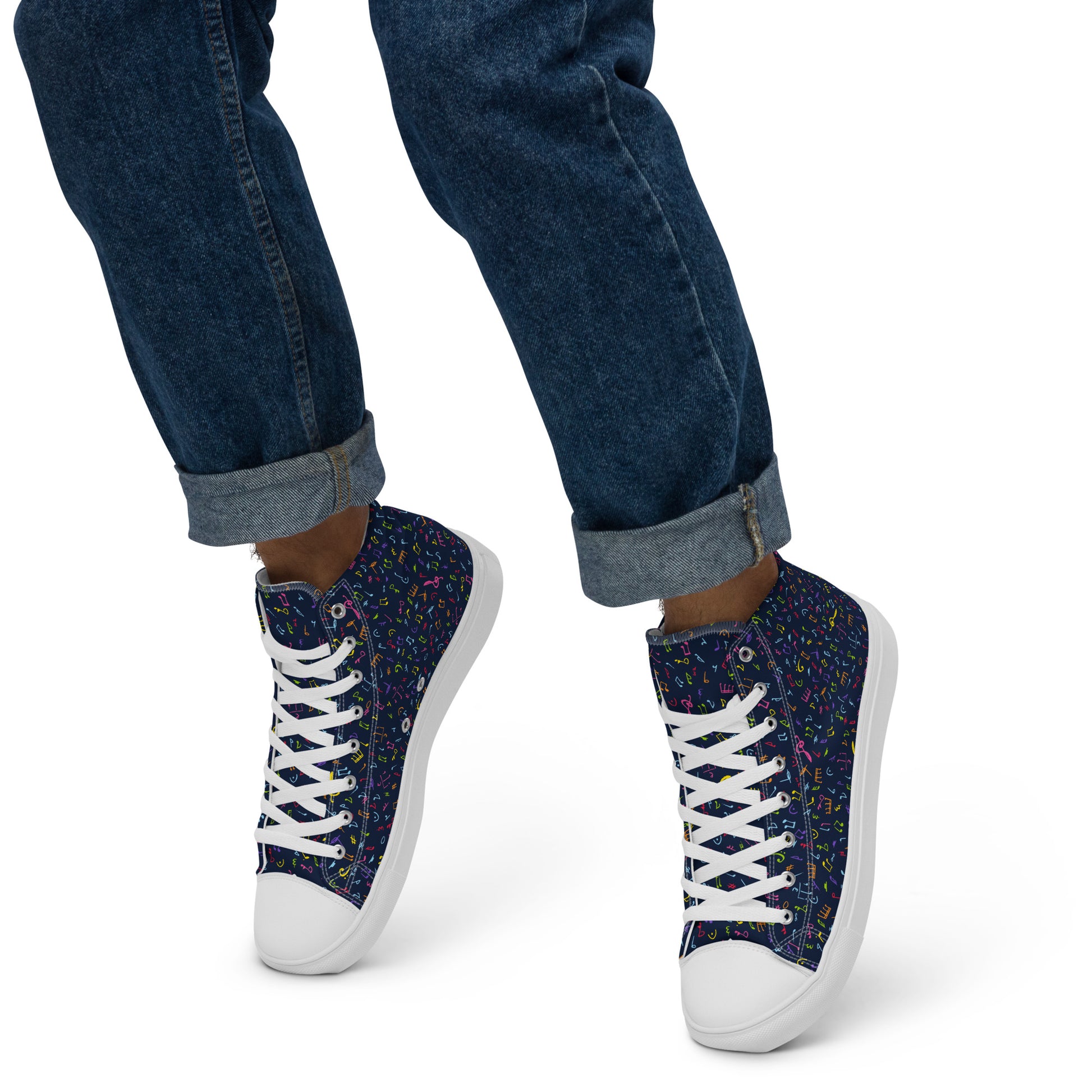 Music Notes - Men’s high top canvas shoes Mens High Top Shoes Outside Australia