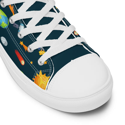 Busy Space - Men’s high top canvas shoes Mens High Top Shoes Outside Australia Printed Offshore