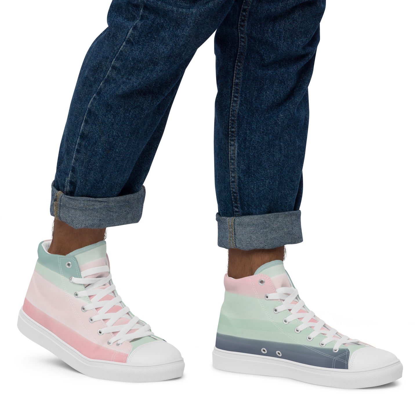 Pastel Stripes - Men’s high top canvas shoes Mens High Top Shoes Outside Australia