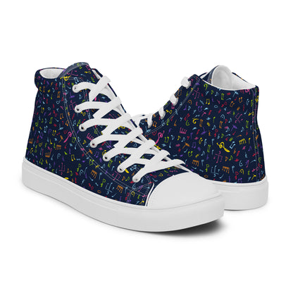 Music Notes - Men’s high top canvas shoes Mens High Top Shoes Outside Australia Printed Offshore