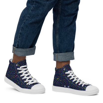 Music Notes - Men’s high top canvas shoes Mens High Top Shoes Outside Australia Printed Offshore