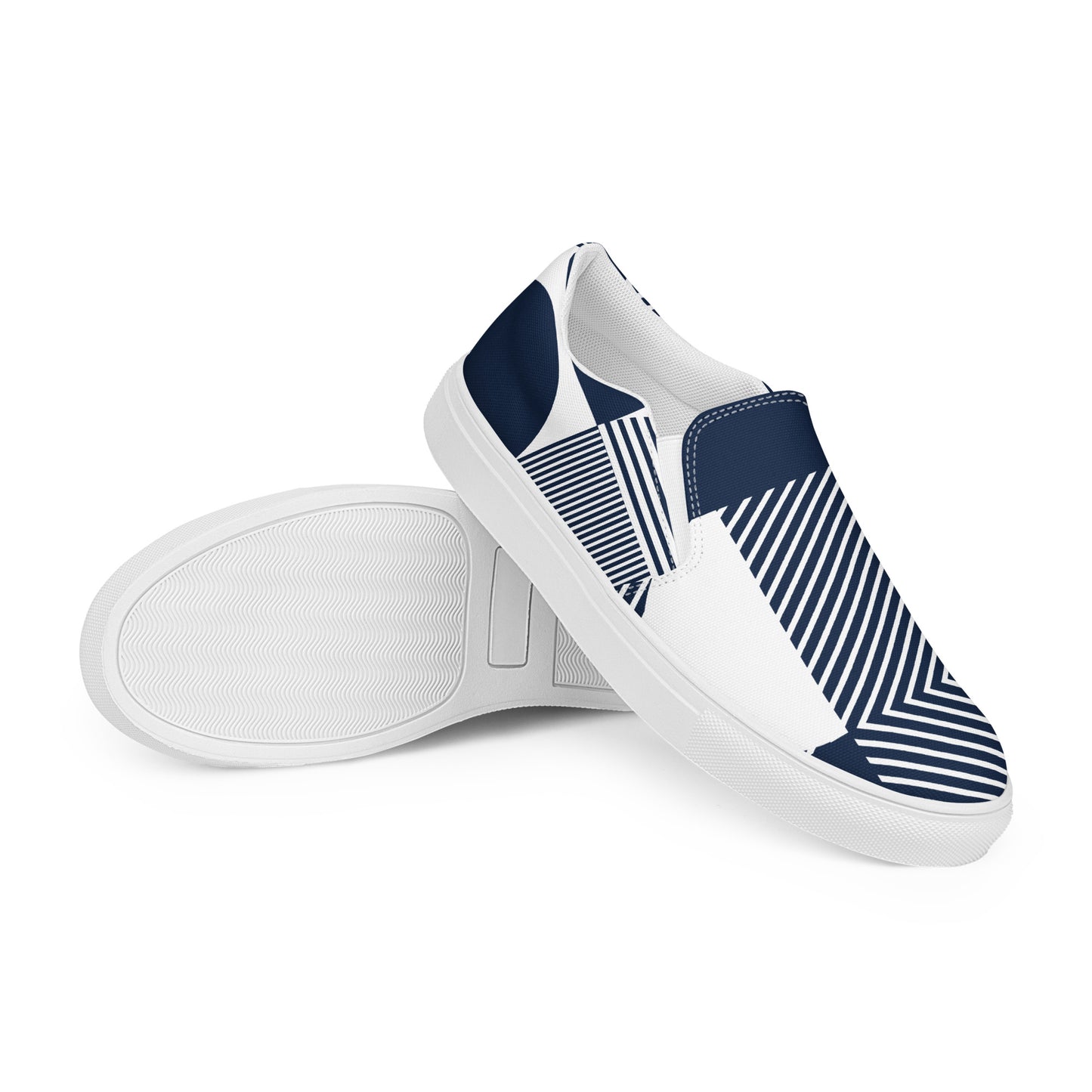 Blue Geometric - Men’s slip-on canvas shoes Mens Slip On Shoes