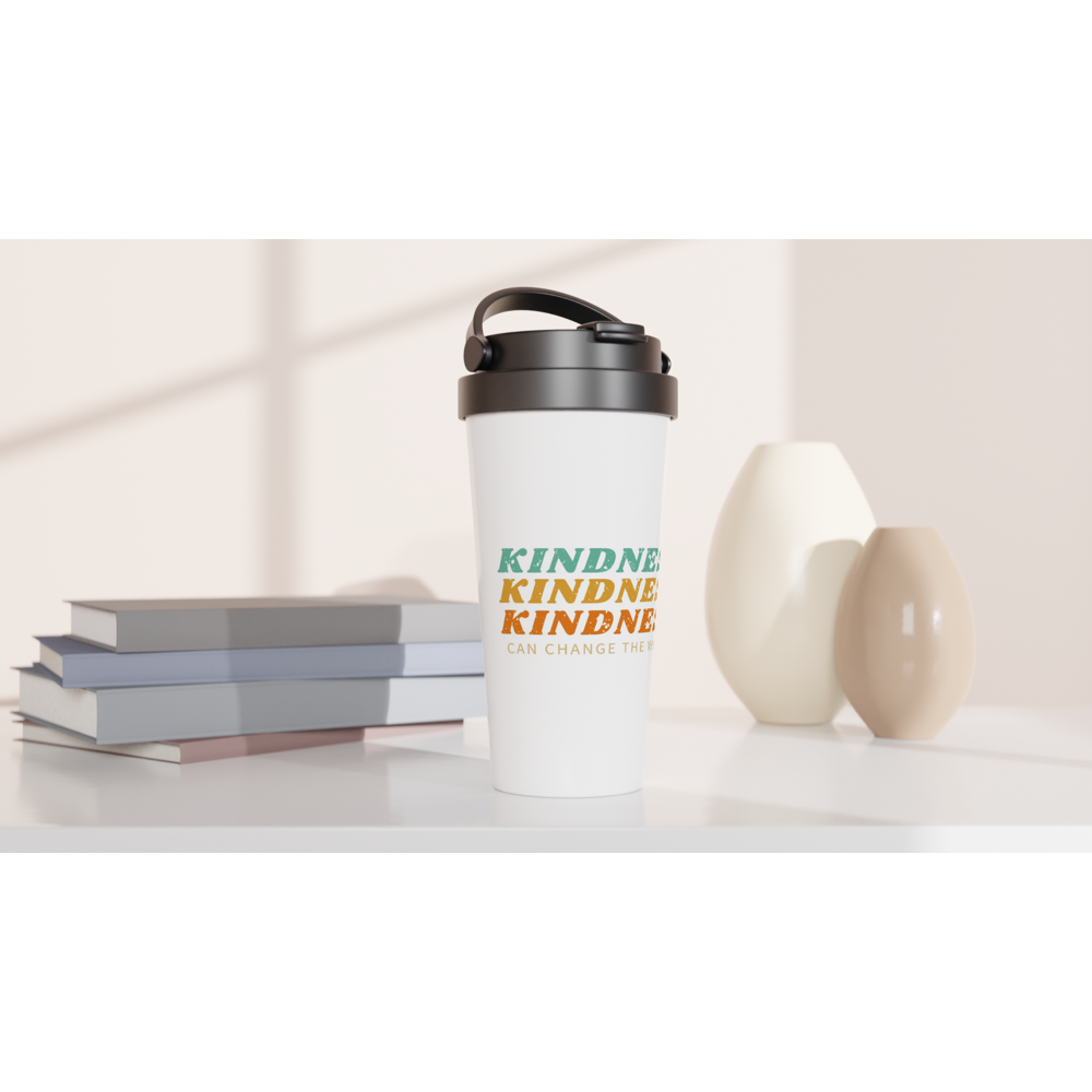 Kindness Can Change The World - White 15oz Stainless Steel Travel Mug Travel Mug