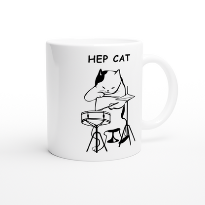 Hep Cat - White 11oz Ceramic Mug White 11oz Mug Globally Fulfilled