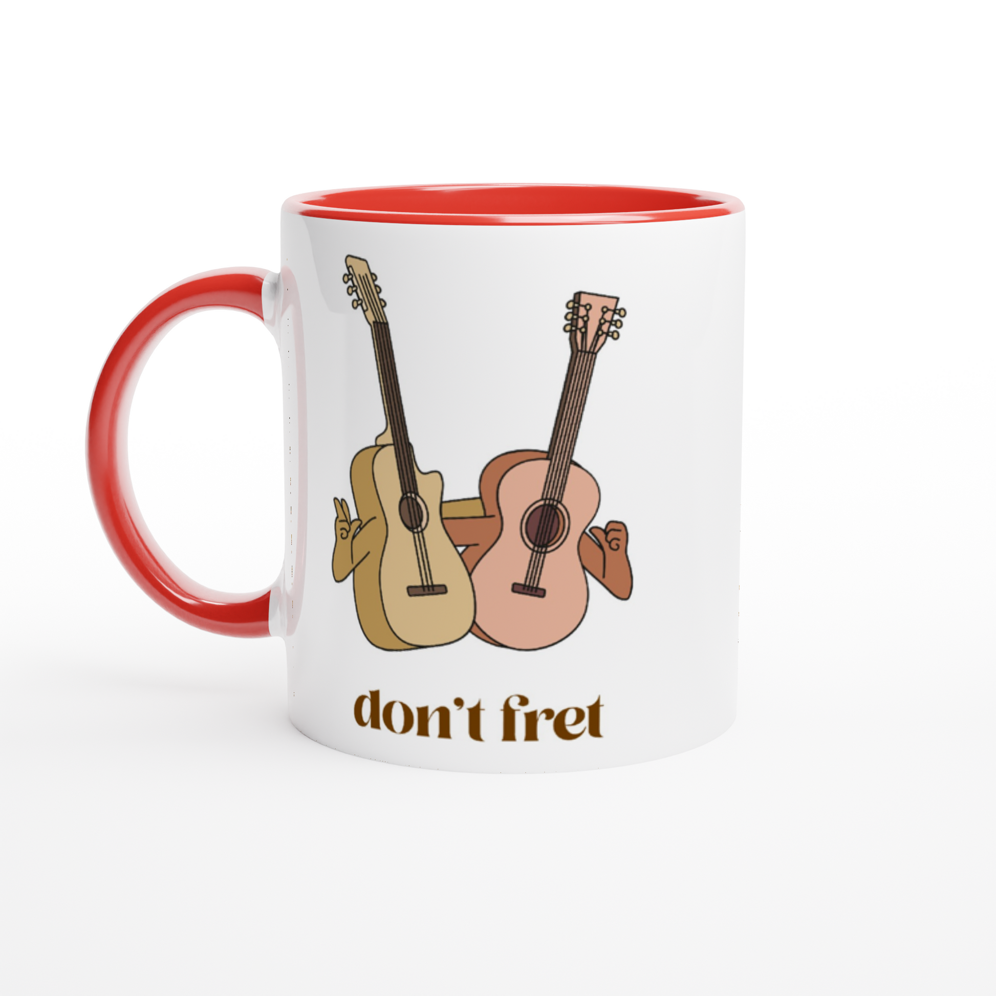 Don't Fret - White 11oz Ceramic Mug with Colour Inside ceramic red Colour 11oz Mug Music