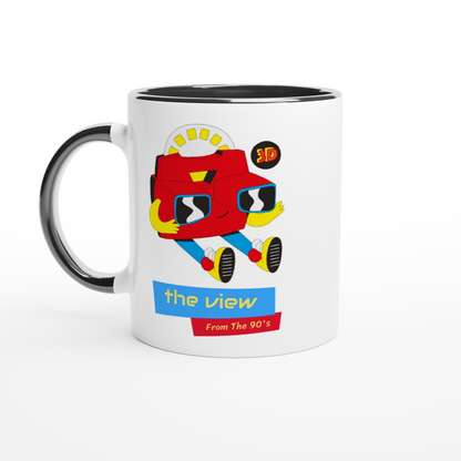 The View From The 90's - White 11oz Ceramic Mug with Colour Inside ceramic black Colour 11oz Mug Globally Fulfilled Retro