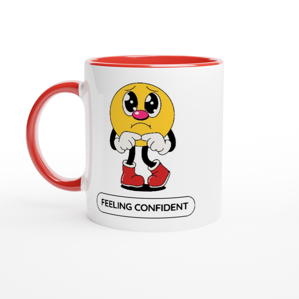 Feeling Confident - White 11oz Ceramic Mug with Colour Inside ceramic red Colour 11oz Mug Globally Fulfilled