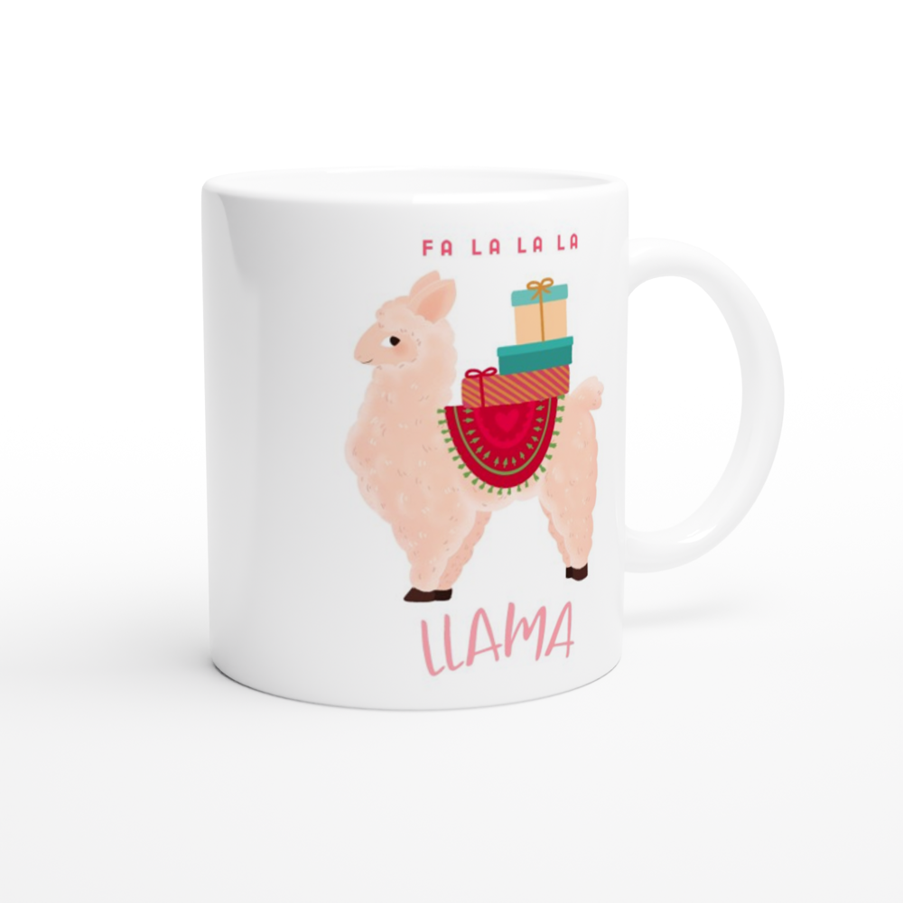 Fa La La La LLama - White 11oz Ceramic Mug Christmas White Mug Globally Fulfilled