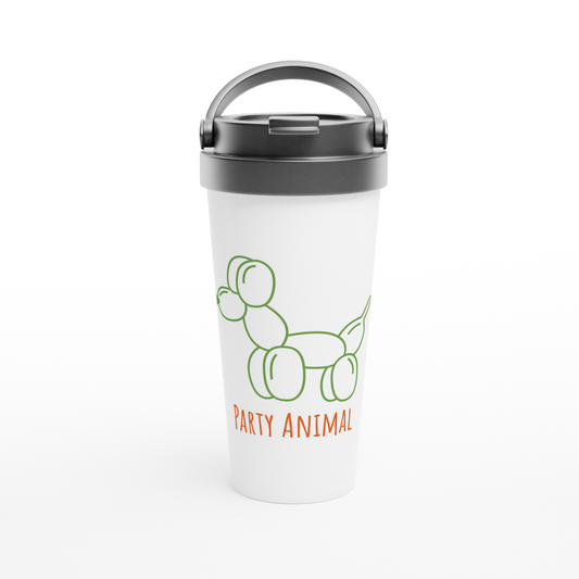 Party Animal - White 15oz Stainless Steel Travel Mug Travel Mug Funny