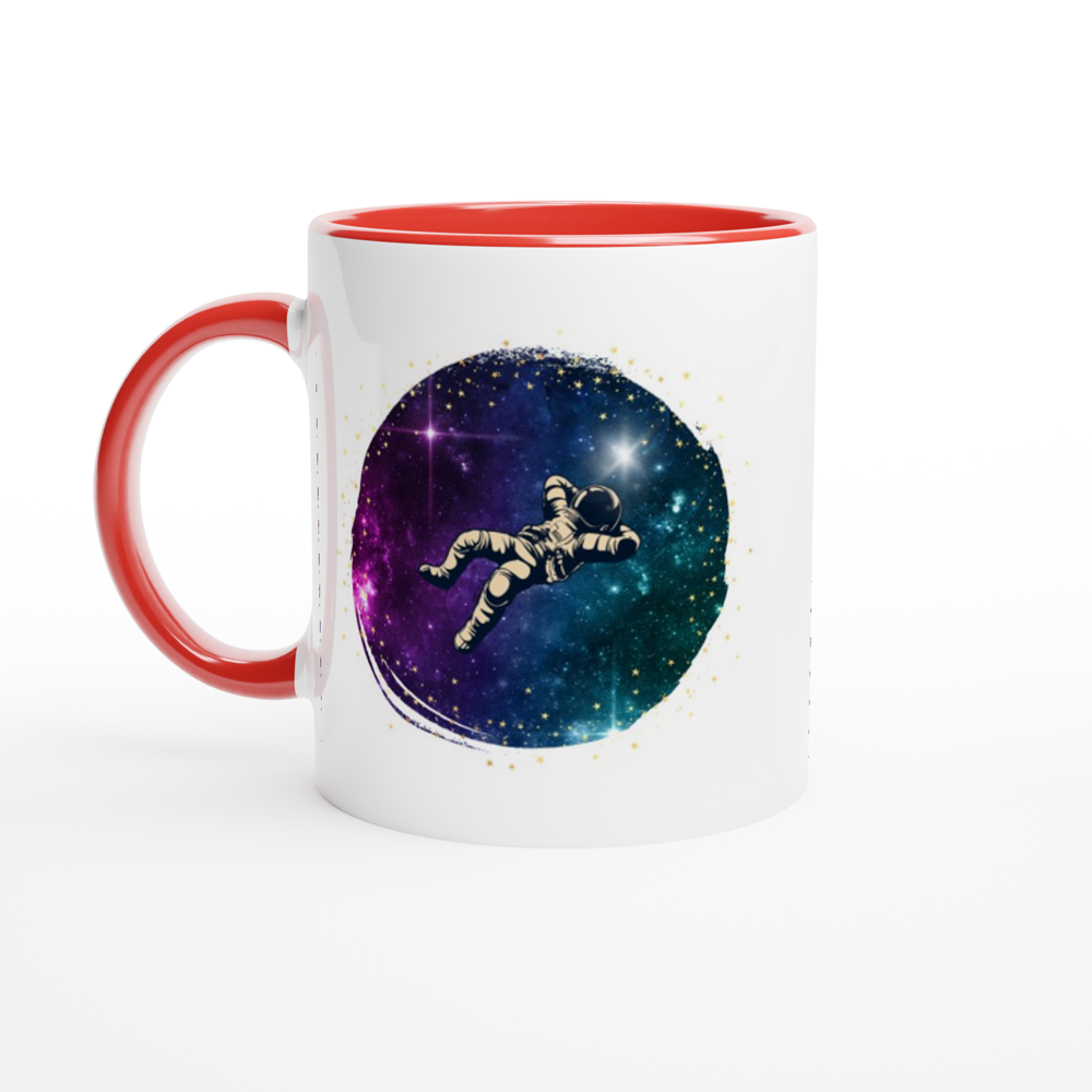 Spaceman - White 11oz Ceramic Mug with Colour Inside ceramic red Colour 11oz Mug Space