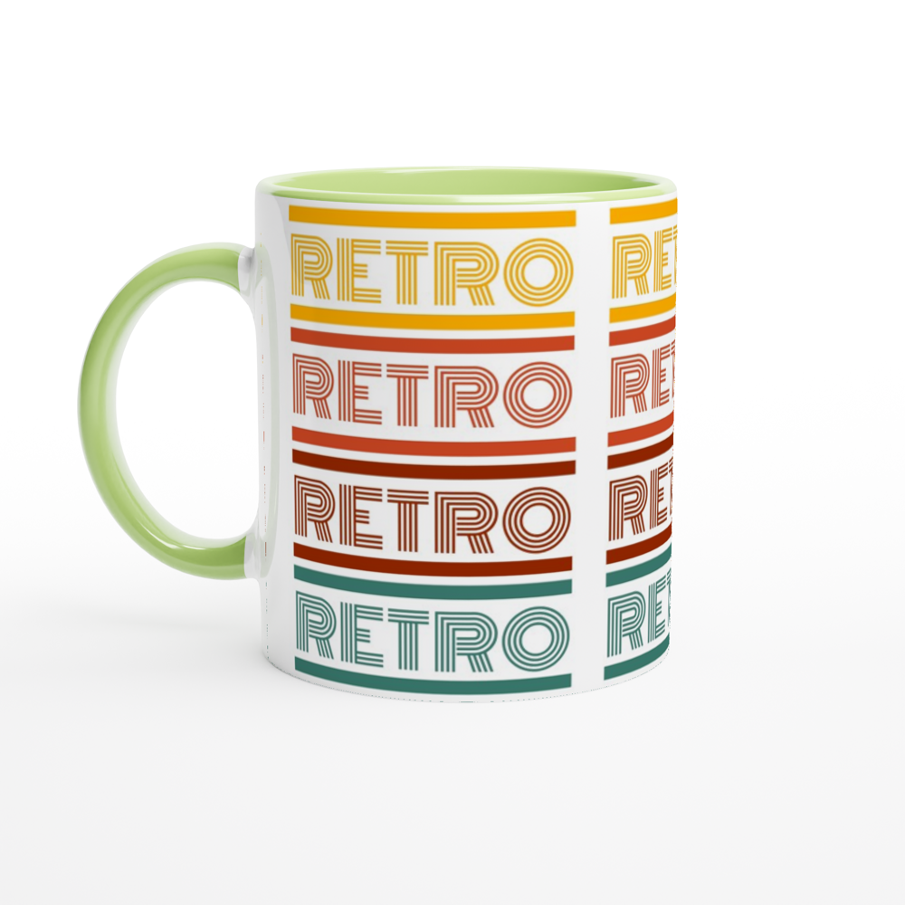 Retro - White 11oz Ceramic Mug with Colour Inside ceramic green Colour 11oz Mug Retro