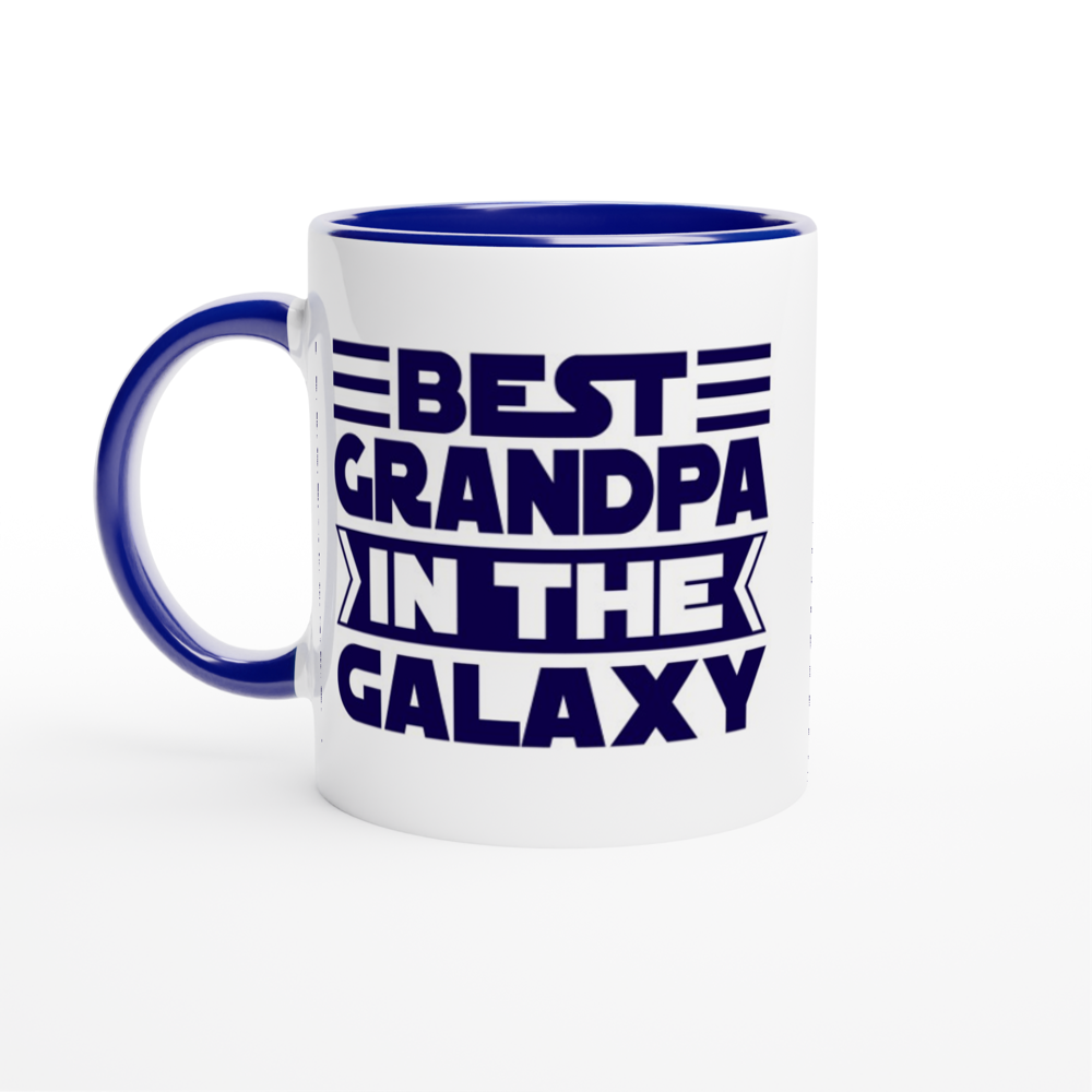 Best Grandpa In The Galaxy - White 11oz Ceramic Mug with Colour Inside ceramic blue Colour 11oz Mug Dad