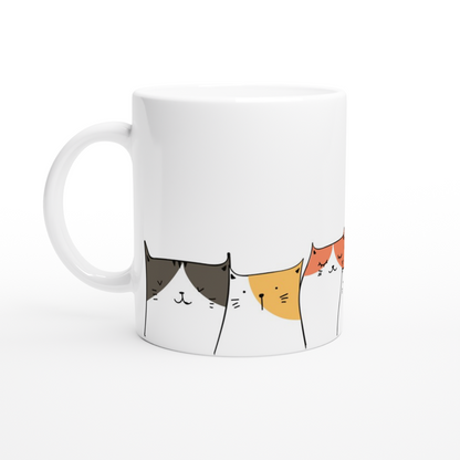 Cat Line - White 11oz Ceramic Mug White 11oz Ceramic Mug White 11oz Mug Globally Fulfilled