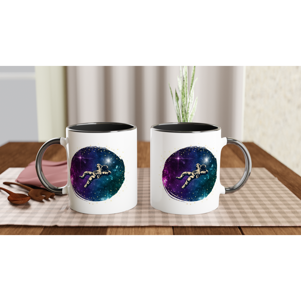 Spaceman - White 11oz Ceramic Mug with Colour Inside Colour 11oz Mug Space