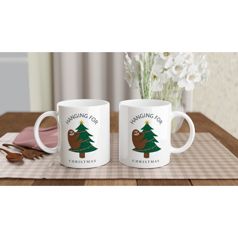 Hanging For Christmas - White 11oz Ceramic Mug Christmas White Mug Globally Fulfilled