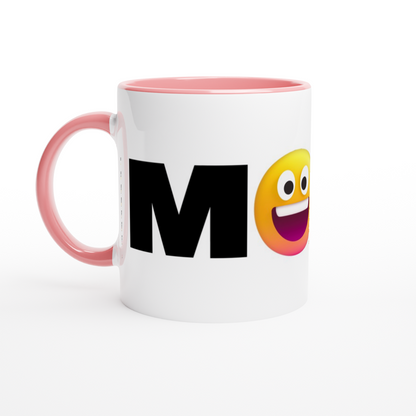 Mood Emoji - White 11oz Ceramic Mug with Colour Inside ceramic pink Colour 11oz Mug Funny
