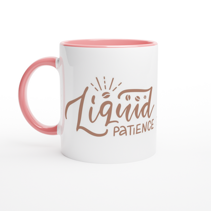 Liquid Patience - White 11oz Ceramic Mug with Colour Inside ceramic pink Colour 11oz Mug Coffee Globally Fulfilled