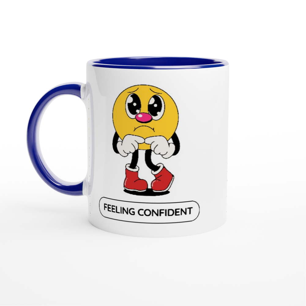 Feeling Confident - White 11oz Ceramic Mug with Colour Inside ceramic blue Colour 11oz Mug Globally Fulfilled