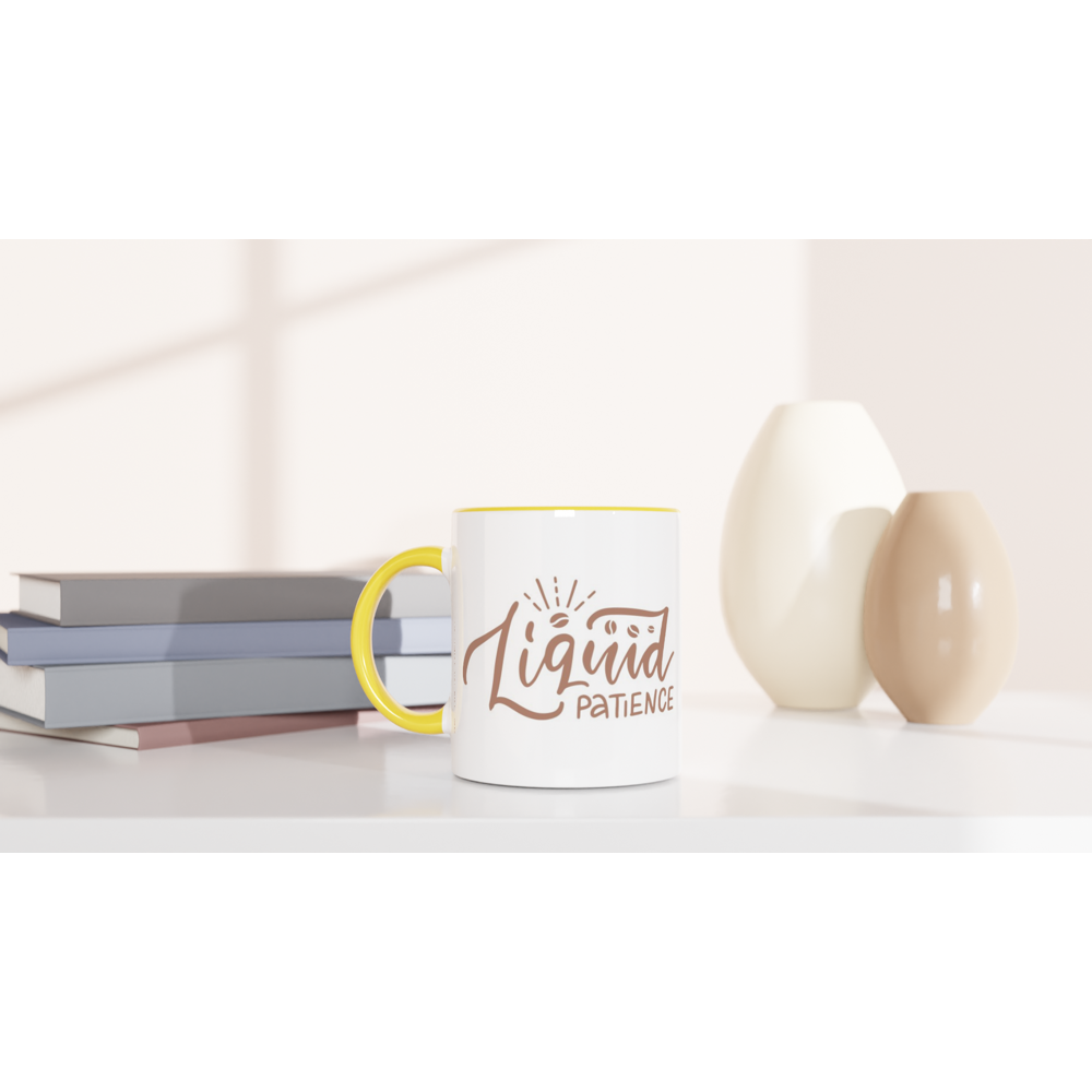 Liquid Patience - White 11oz Ceramic Mug with Colour Inside Colour 11oz Mug Coffee Globally Fulfilled