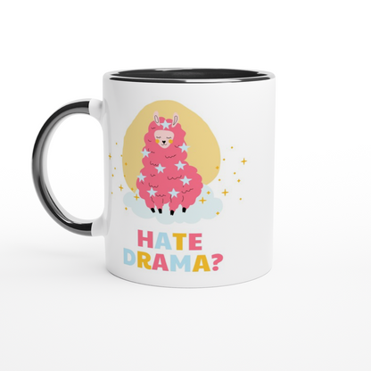 Hate Drama? No Probllama - White 11oz Ceramic Mug with Colour Inside ceramic black Colour 11oz Mug animal
