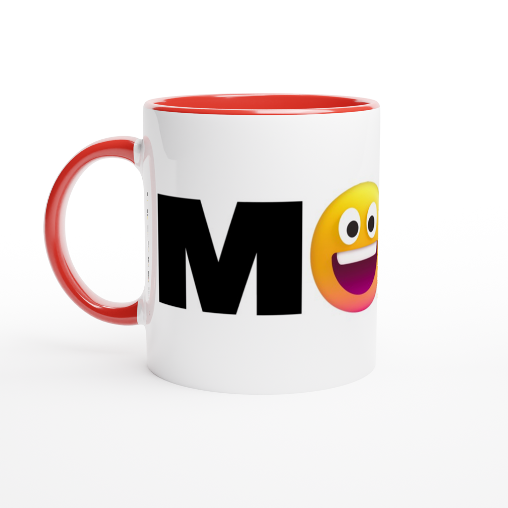 Mood Emoji - White 11oz Ceramic Mug with Colour Inside ceramic red Colour 11oz Mug Funny